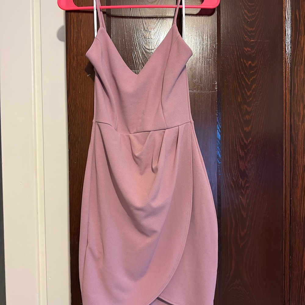 Lulu's Pink Asymmetrical Wrap Mini Dress Size S NWT